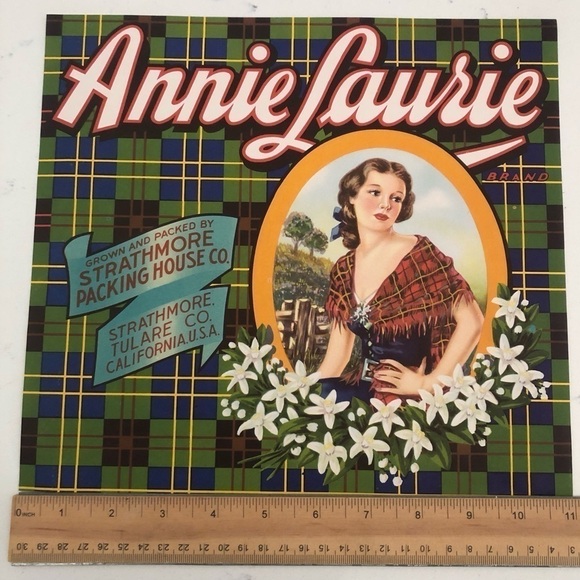 VTG Orange Crate Art Label 10x11” Strathmore Packing~Tulare, CA - Picture 4 of 6